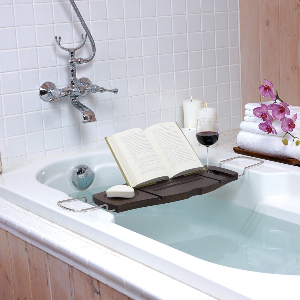 Umbra Полка для ванной 71,1-94x21,6x3,8 см коричневая Aquala Bathtub Caddy | https://grandposuda.com.ua