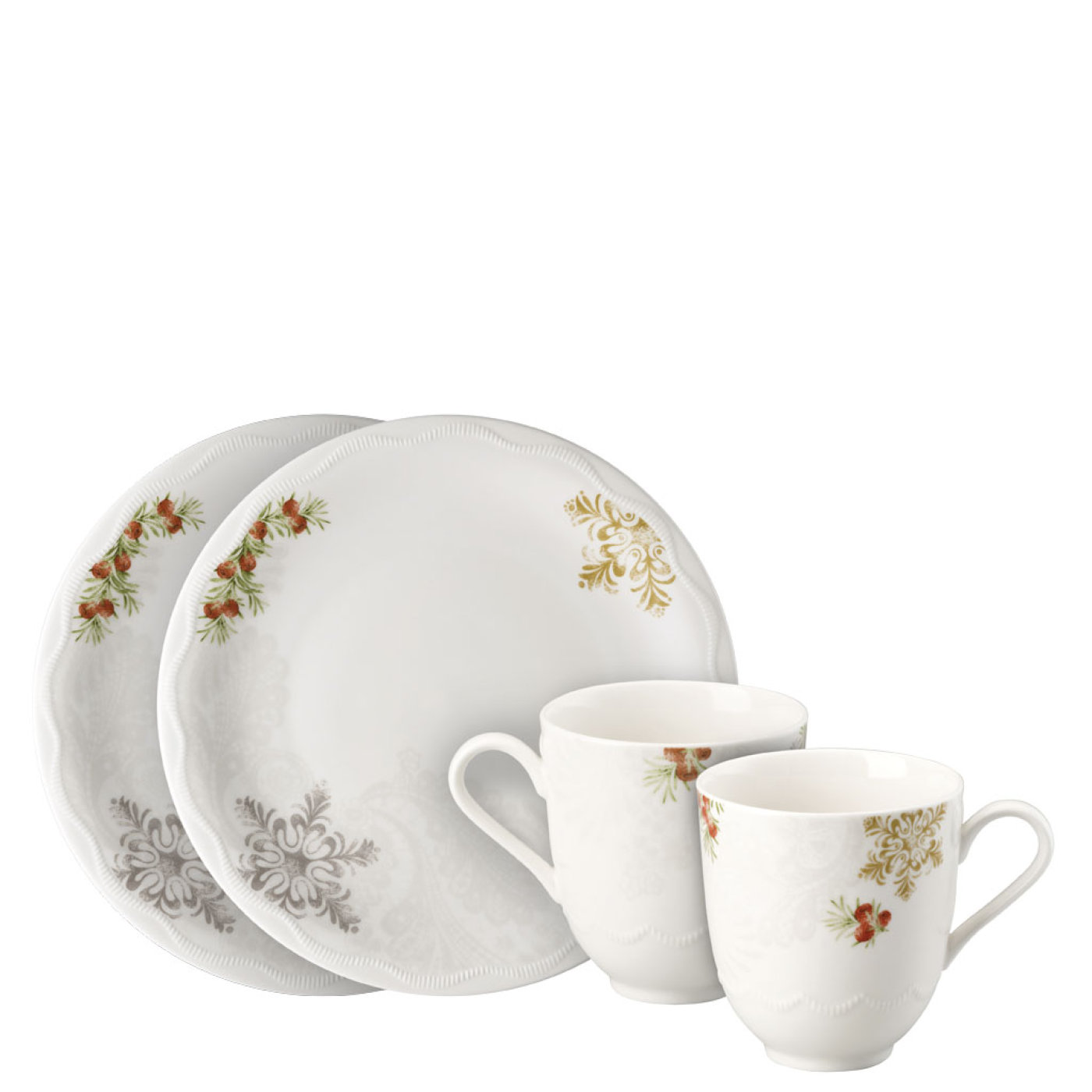 Hutschenreuther Столовий сервіз 4 предмета Winterromance decorated | https://grandposuda.com.ua