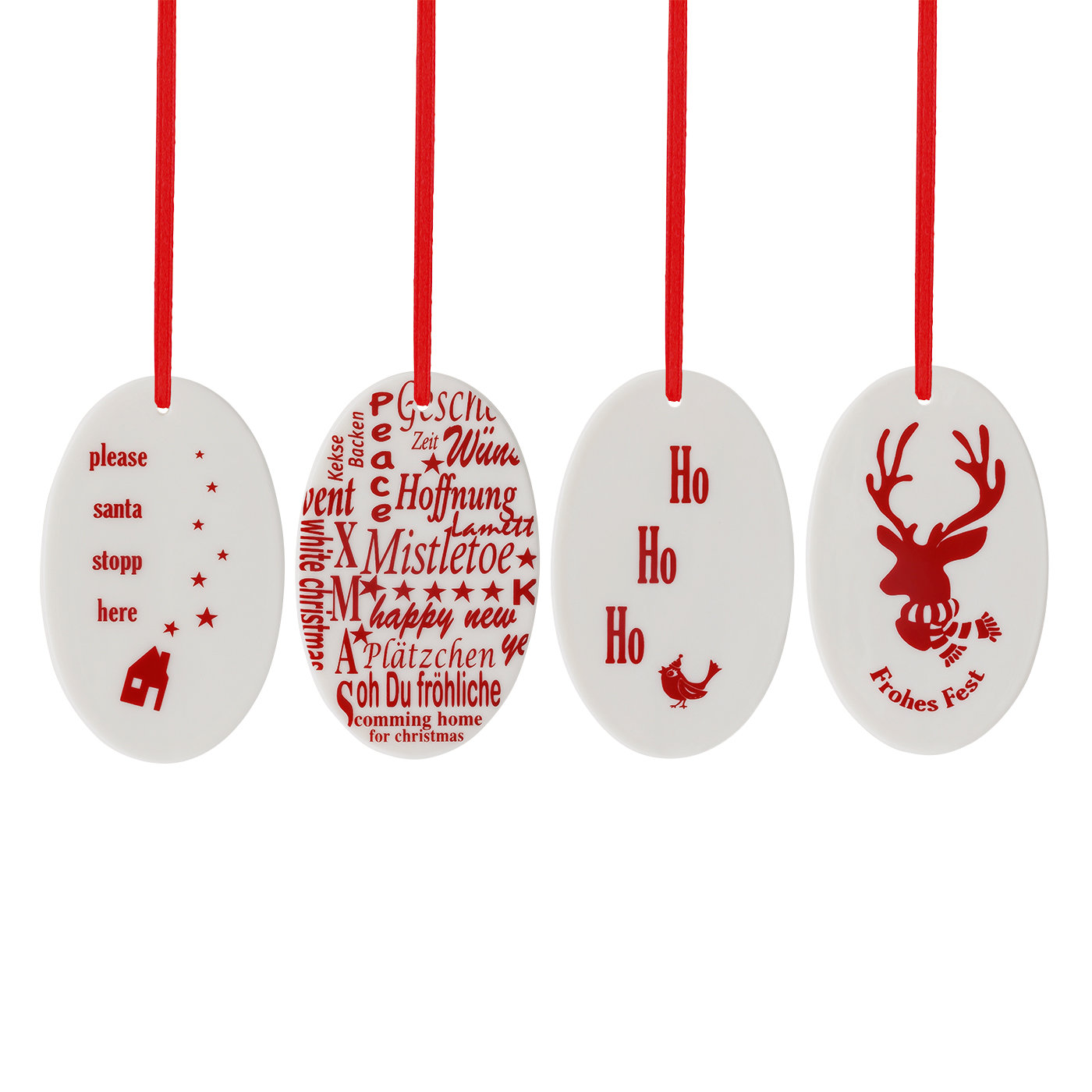 Hutschenreuther Підвіска різдвяна 4 шт. 7,5 x 4,5 см Merry Christmas | https://grandposuda.com.ua