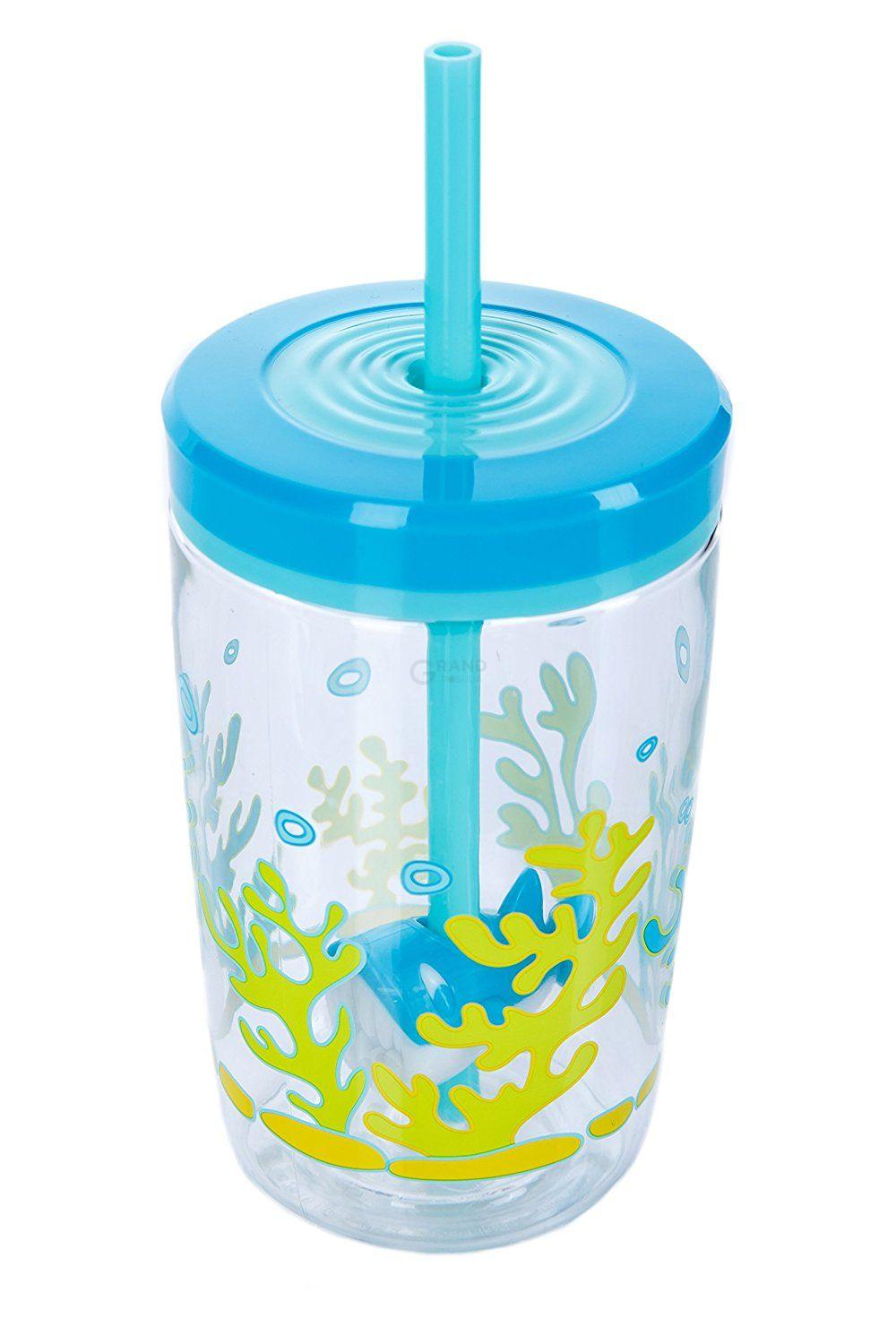 Contigo Стакан детский с трубочкой синий 0,47 л Floating Straw Tumbler | https://grandposuda.com.ua