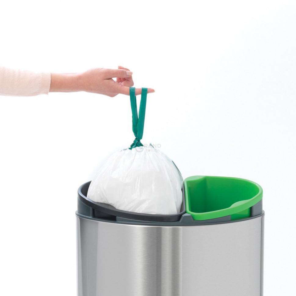 Brabantia Двухсекционный мусорный бак 10 и 23 л матовый стальной Touch Bin | https://grandposuda.com.ua