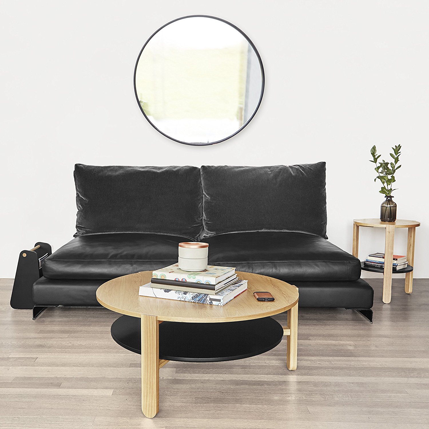 Umbra Настінне дзеркало 61x7,6 см чорне Hub Wandspiegel | https://grandposuda.com.ua