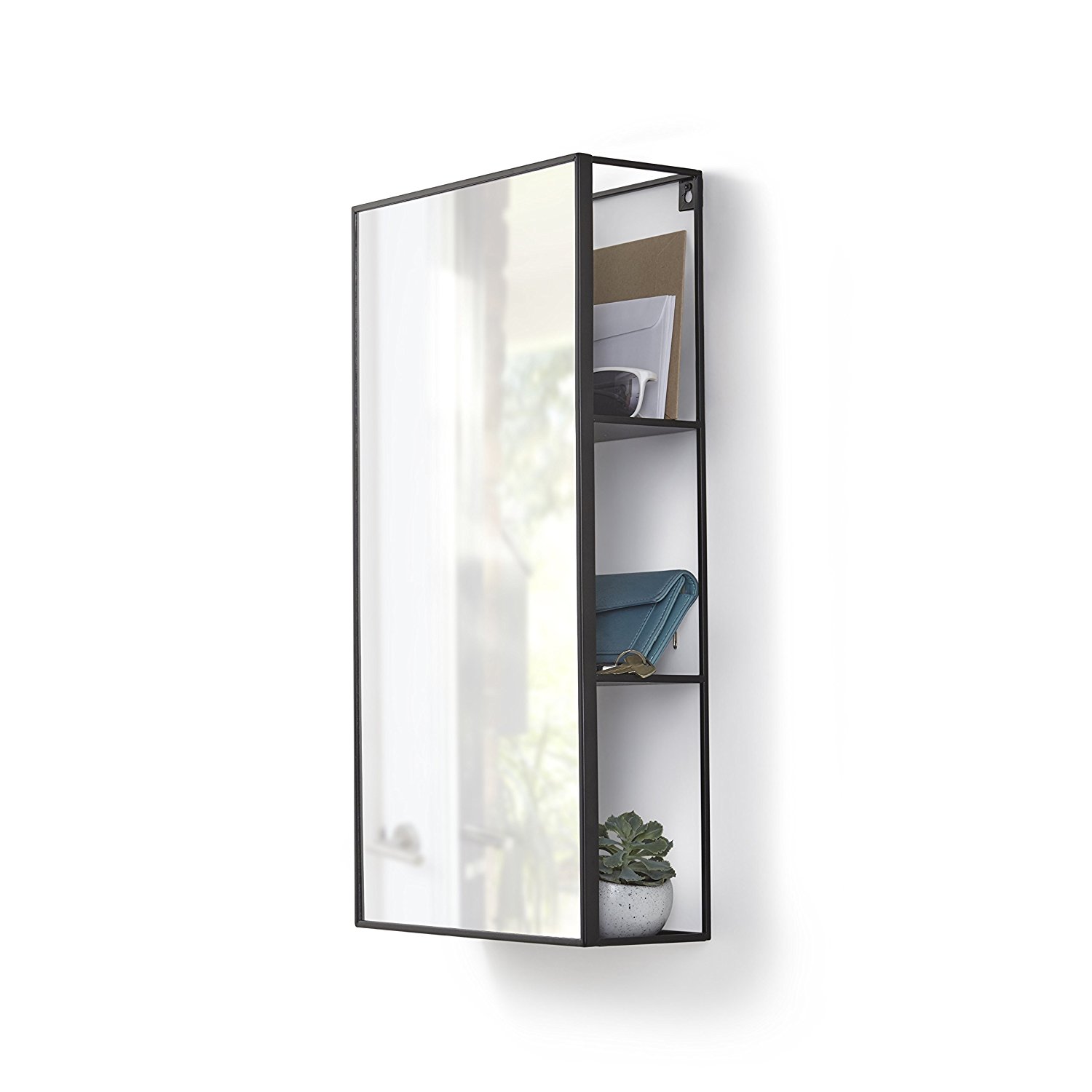 Umbra Дзеркало з полками 61x31x13 см чорне Cubiko Wandspiegel | https://grandposuda.com.ua