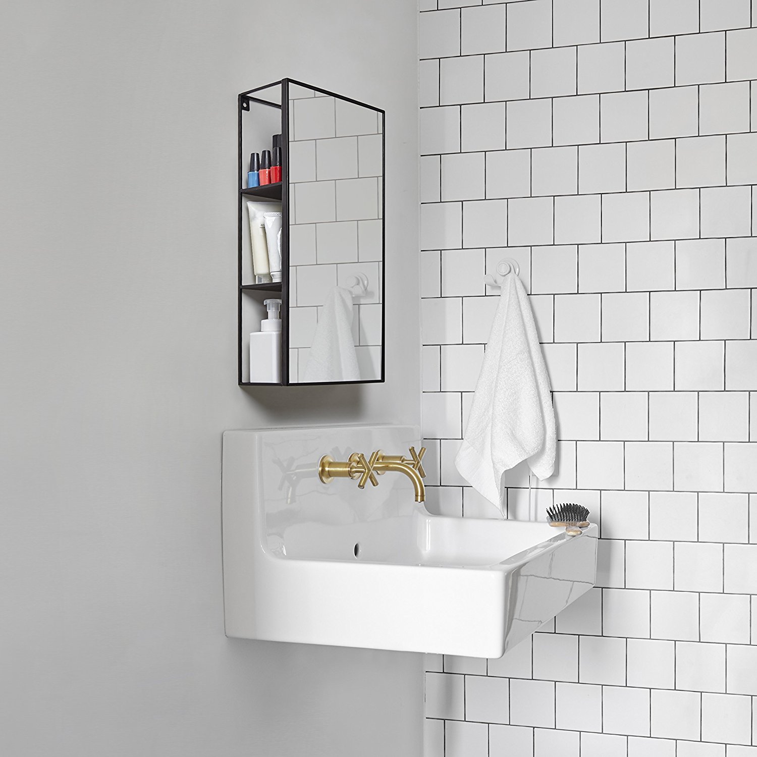 Umbra Дзеркало з полками 61x31x13 см чорне Cubiko Wandspiegel | https://grandposuda.com.ua
