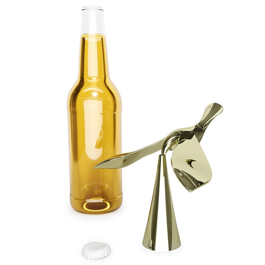 Umbra Открыватель для бутылок на подставке латунь Tipsy | https://grandposuda.com.ua