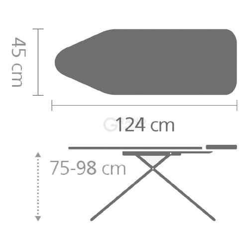 Brabantia Доска со стационарной подставкой для парового утюга 124 x 45 см (С) Pink Santini | https://grandposuda.com.ua