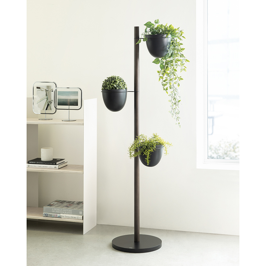 Umbra Підставка для квітів з 3 горщиками Floristand Planter темний горіх | https://grandposuda.com.ua