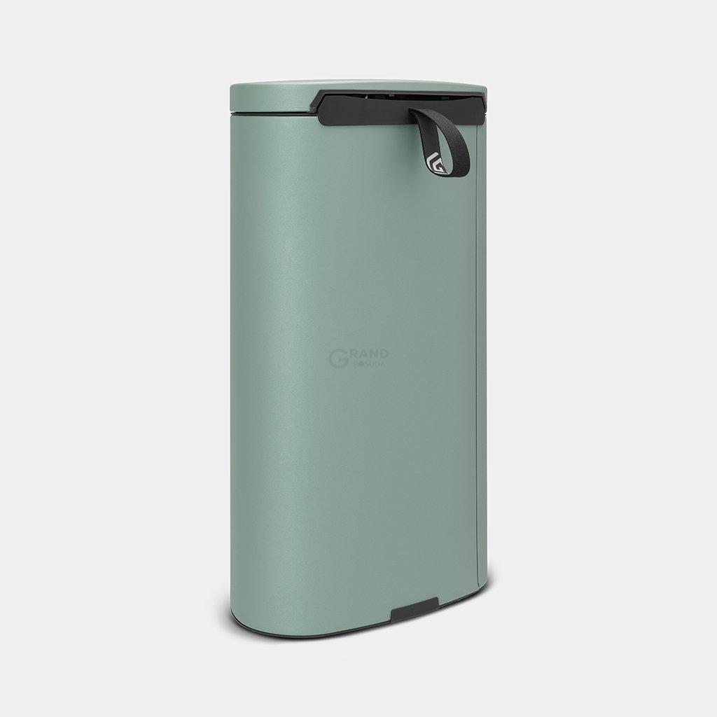 Brabantia Мусорный бак с педалью 30 л бесшумный минерально-мятный Flatback+ | https://grandposuda.com.ua
