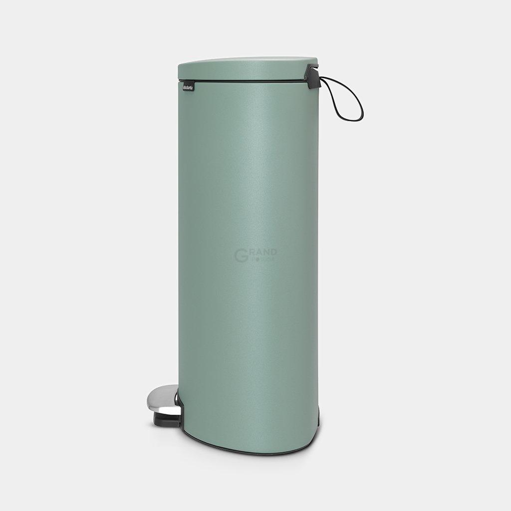 Brabantia Мусорный бак с педалью 30 л бесшумный минерально-мятный Flatback+ | https://grandposuda.com.ua