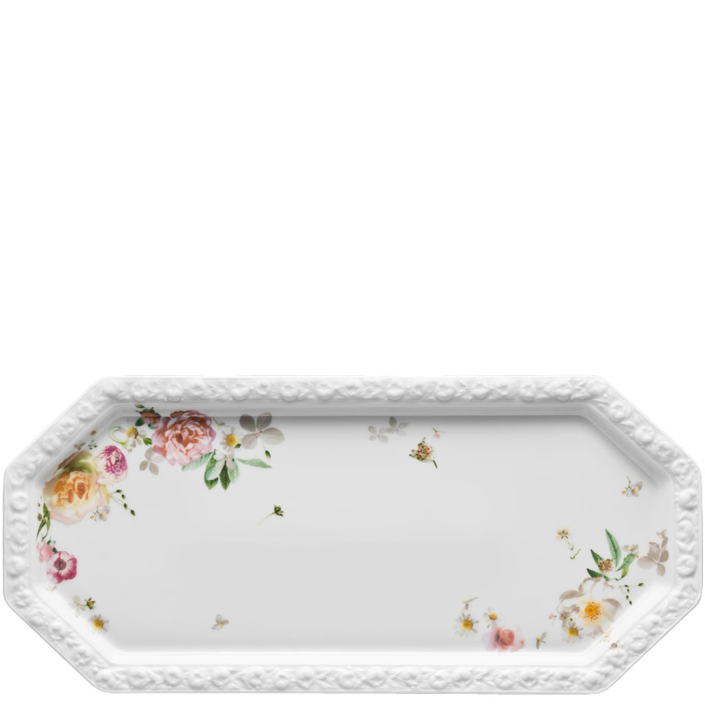 Rosenthal Блюдо для торта / пирожных, прямоугольное 36 х 16 см Maria Pink Rose | https://grandposuda.com.ua
