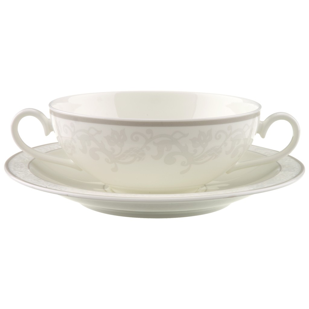 Villeroy & Boch Пиала для супа / бульона с блюдцем Gray Pearl | https://grandposuda.com.ua