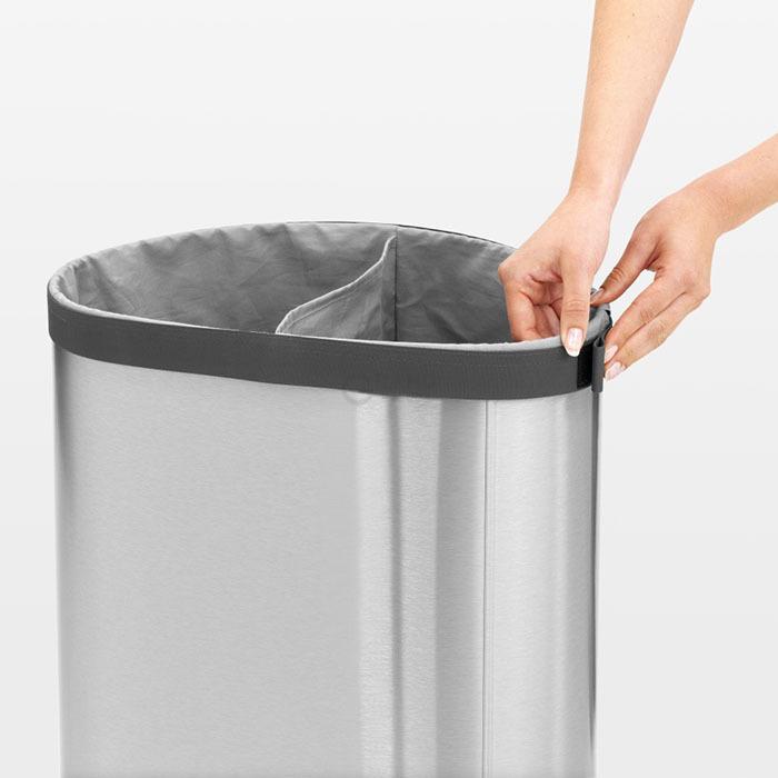 Brabantia Двосекційний бак для білизни (55 л) сталевий матовий | https://grandposuda.com.ua