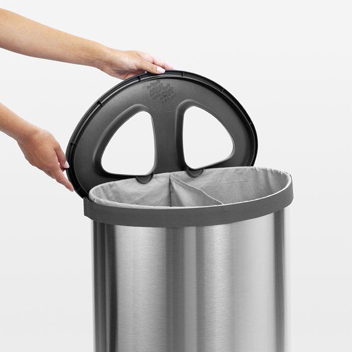 Brabantia Двосекційний бак для білизни (55 л) сталевий матовий | https://grandposuda.com.ua