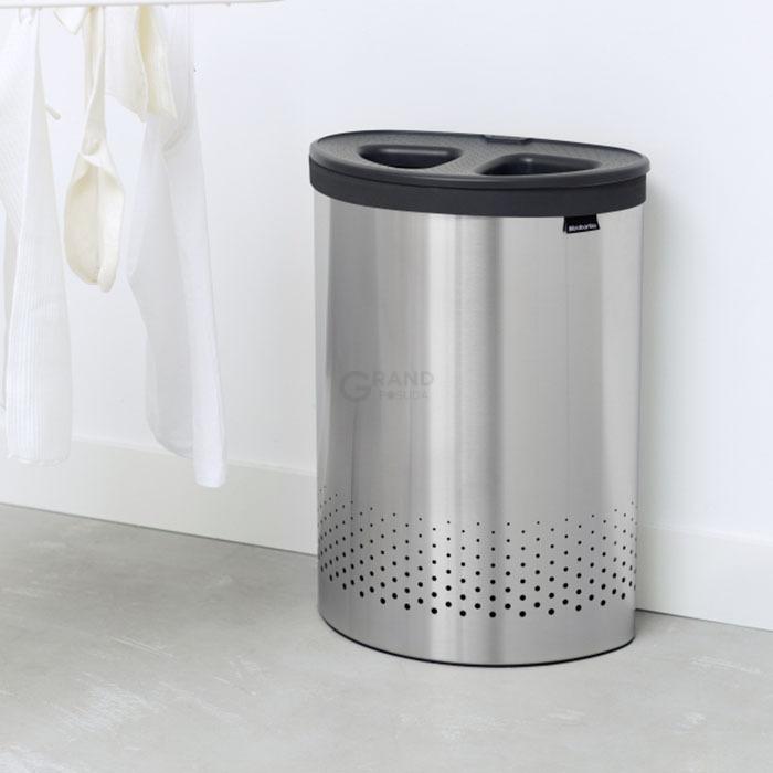 Brabantia Двосекційний бак для білизни (55 л) сталевий матовий | https://grandposuda.com.ua
