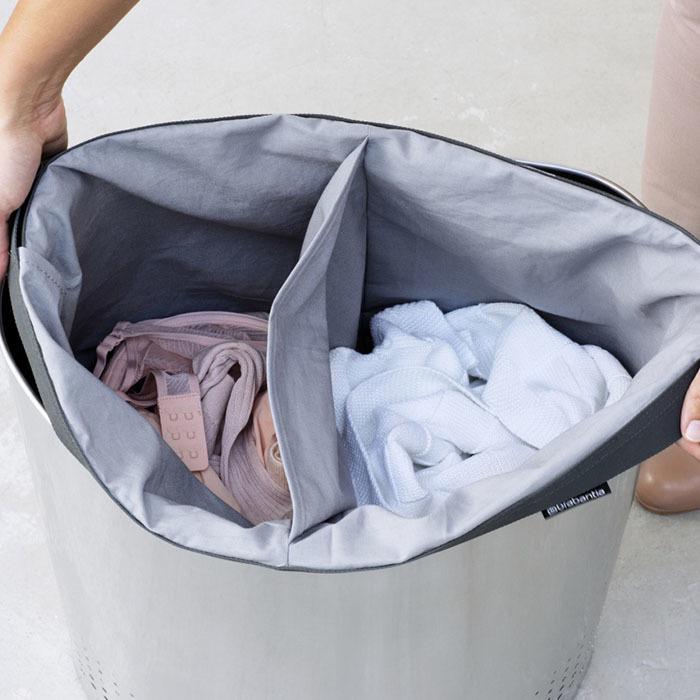 Brabantia Двосекційний бак для білизни (55 л) сталевий матовий | https://grandposuda.com.ua