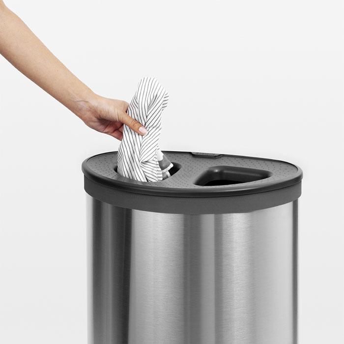 Brabantia Двосекційний бак для білизни (55 л) сталевий матовий | https://grandposuda.com.ua