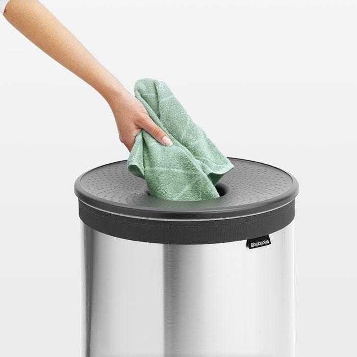 Brabantia Бак для білизни (60л) сталевий матовий з пластиковою кришкою | https://grandposuda.com.ua