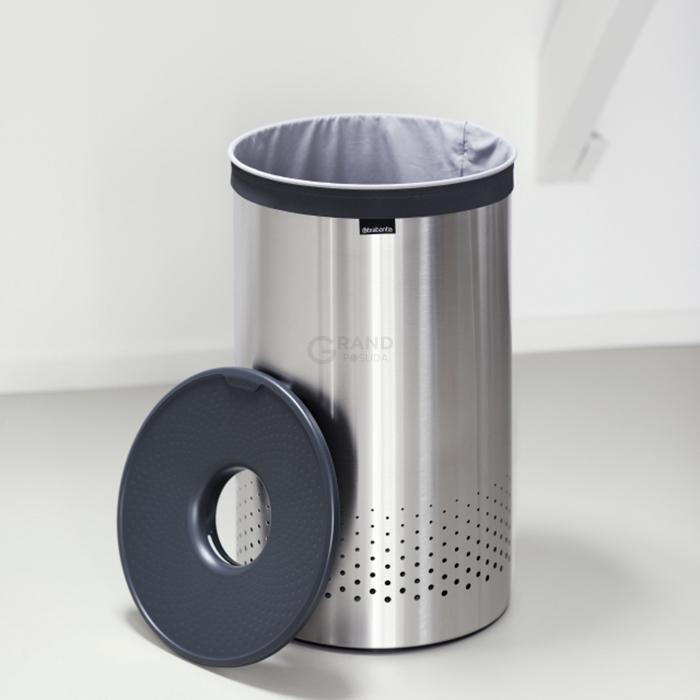 Brabantia Бак для білизни (60л) сталевий матовий з пластиковою кришкою | https://grandposuda.com.ua