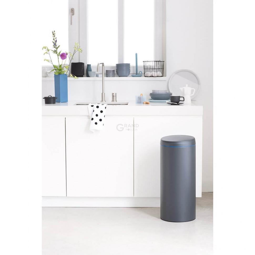 Brabantia Сміттєвий бак 30 л антрацит, темно-сіра пластикова кришка FlipBin | https://grandposuda.com.ua