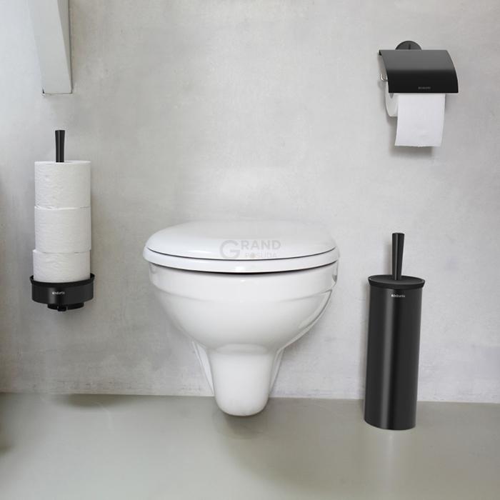 Brabantia Держатель для туалетной бумаги матовый черный Classic | https://grandposuda.com.ua