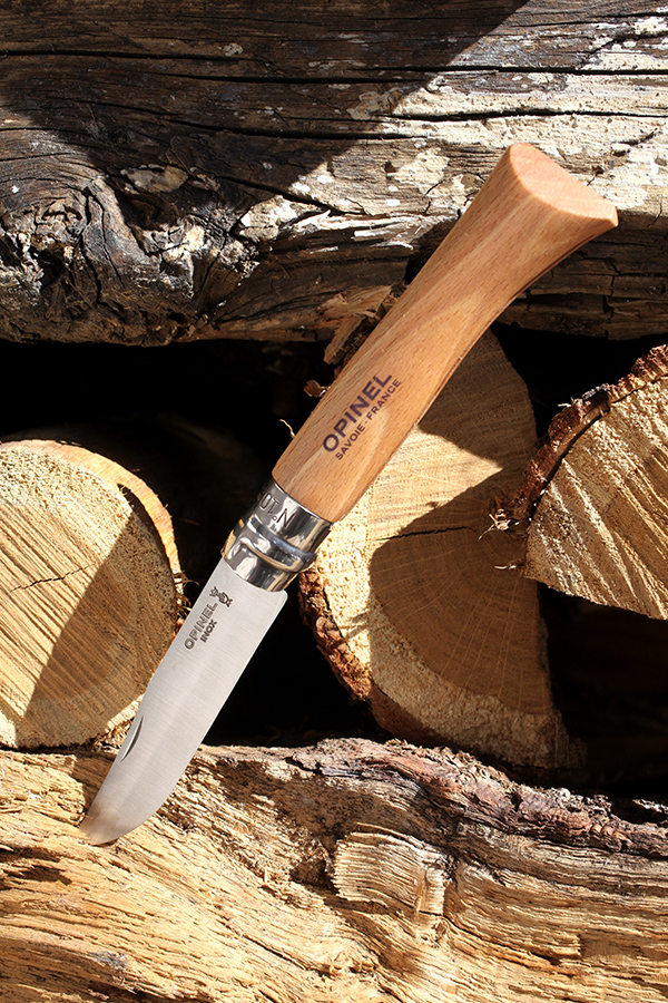 Opinel Ніж з чохлом 8,5 см металік / дерево Stainless Steel | https://grandposuda.com.ua