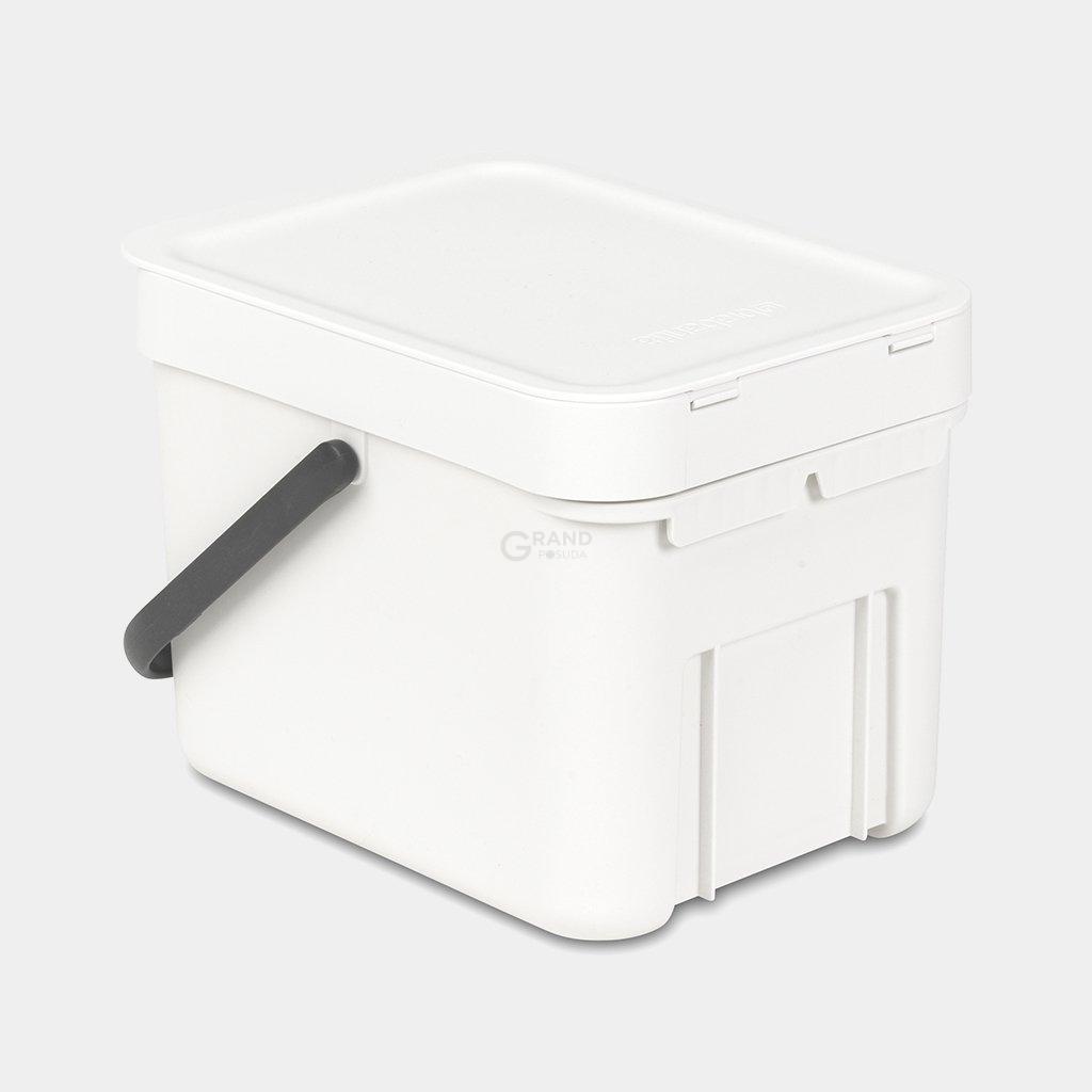 Brabantia Мусорное ведро 6 л белое Sort&Go | https://grandposuda.com.ua