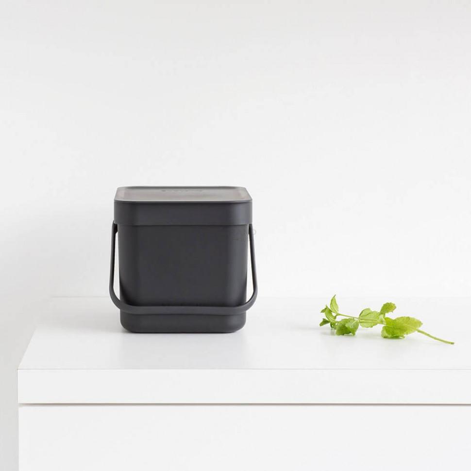Brabantia Відро для сміття 6 л сіре Sort Go | https://grandposuda.com.ua