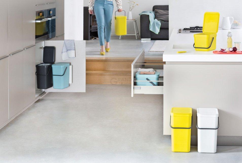 Brabantia Відро для сміття 6 л сіре Sort Go | https://grandposuda.com.ua