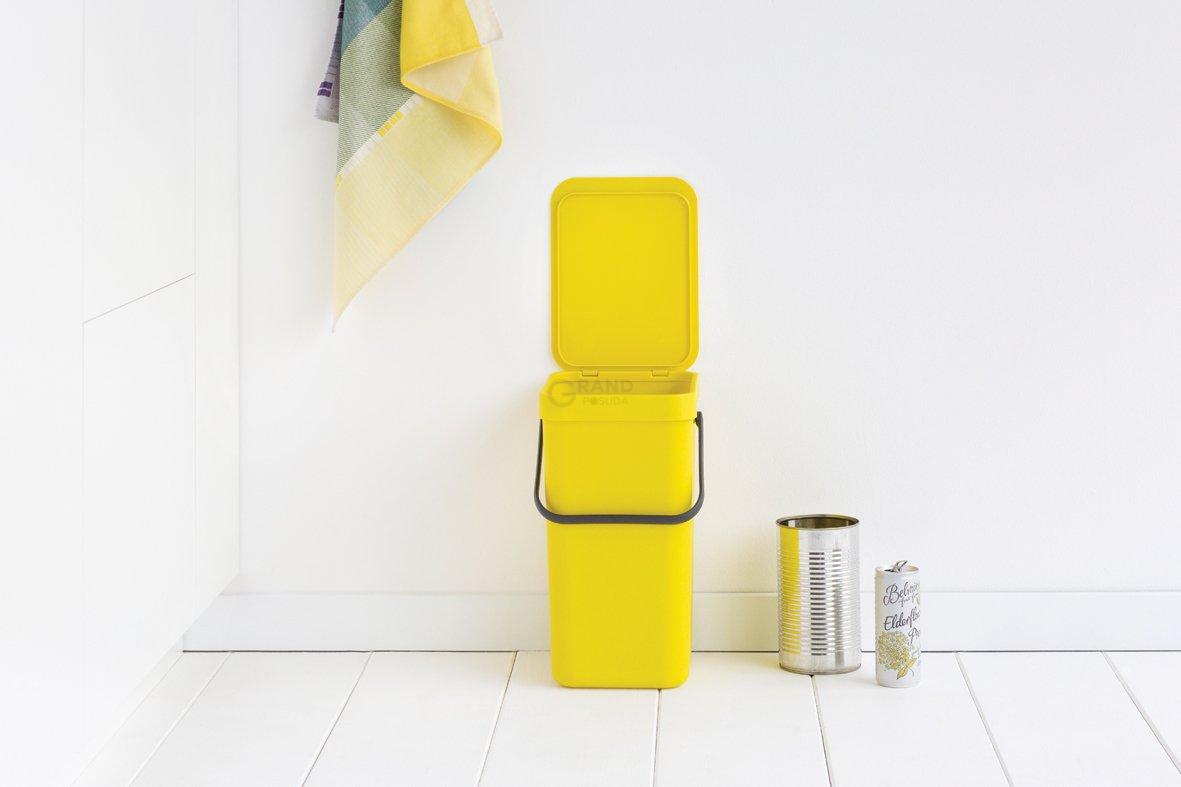 Brabantia Відро для сміття 12 л жовте Sort Go | https://grandposuda.com.ua