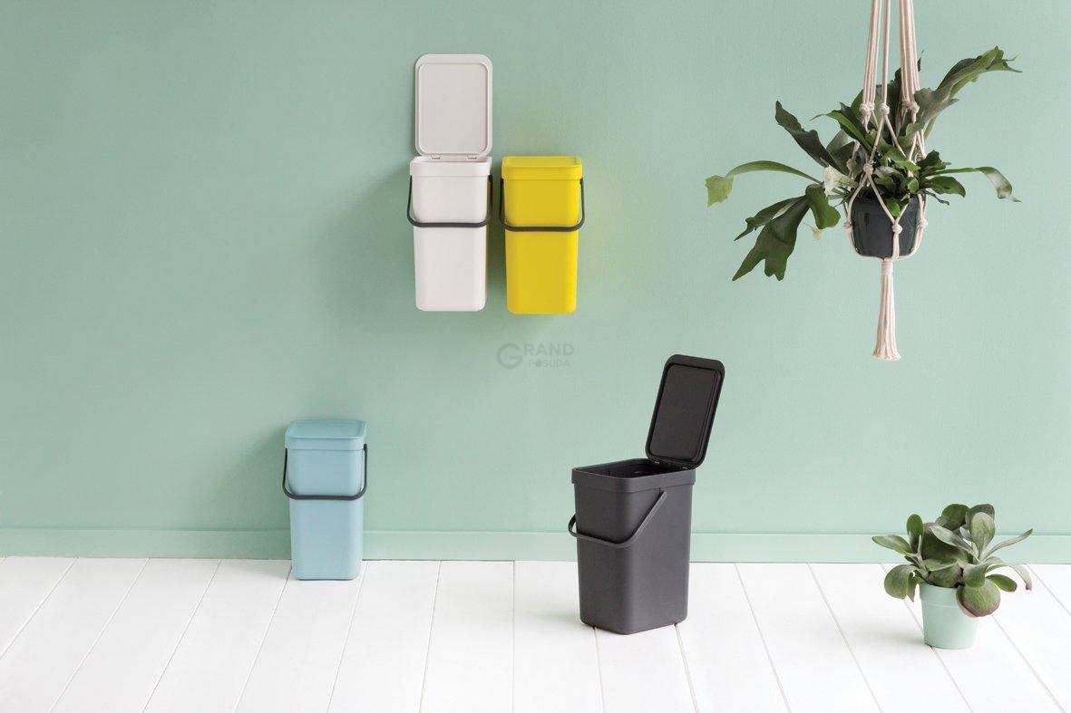 Brabantia Мусорное ведро 12 л белое Sort&Go | https://grandposuda.com.ua