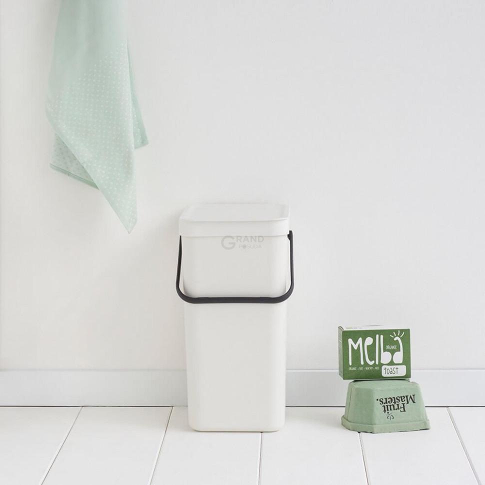 Brabantia Мусорное ведро 16 л белое Sort&Go | https://grandposuda.com.ua