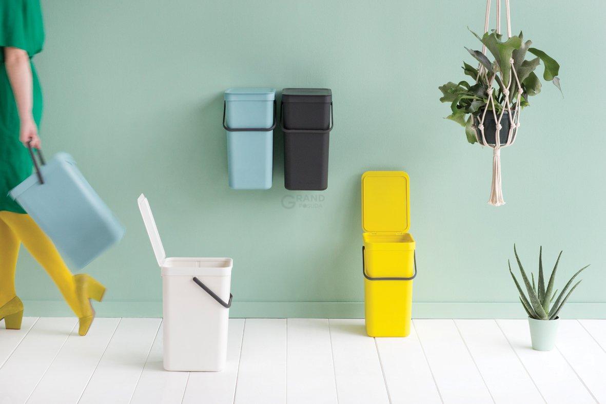 Brabantia Мусорное ведро 16 л белое Sort&Go | https://grandposuda.com.ua