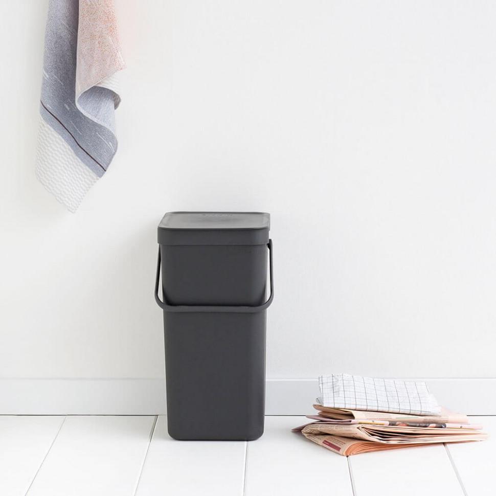 Brabantia Відро для сміття 16 л сіре Sort Go | https://grandposuda.com.ua