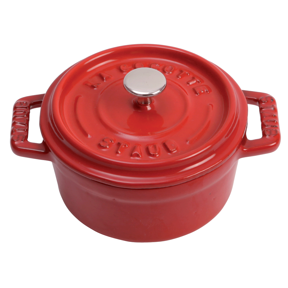 Staub Мини-кастрюля / жаровня с крышкой 10 см Cherry | https://grandposuda.com.ua