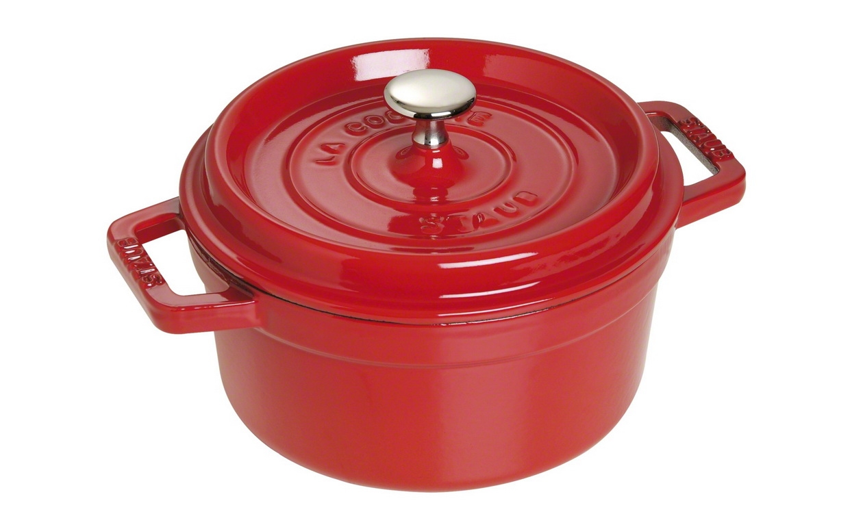 Staub Кокот круглий 22 см, вишневий | https://grandposuda.com.ua