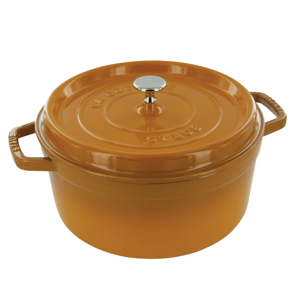 Staub Кастрюля / жаровня 24 см с крышкой Saffron | https://grandposuda.com.ua