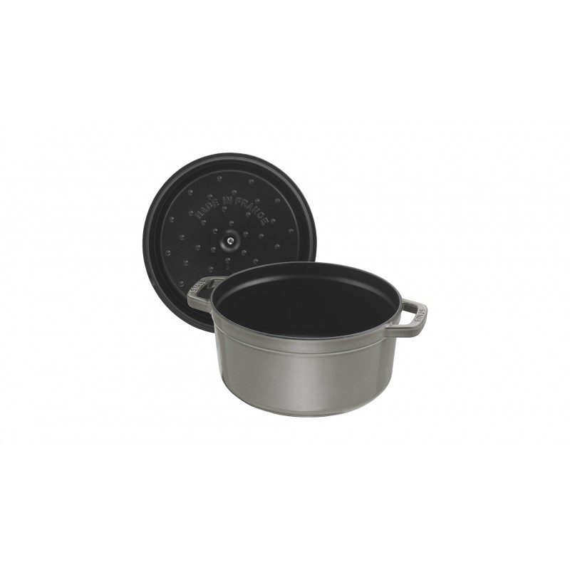 Staub Кокот круглый 24 см, серый графит | https://grandposuda.com.ua