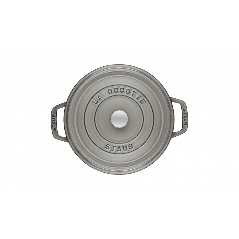 Staub Кокот круглый 24 см, серый графит | https://grandposuda.com.ua