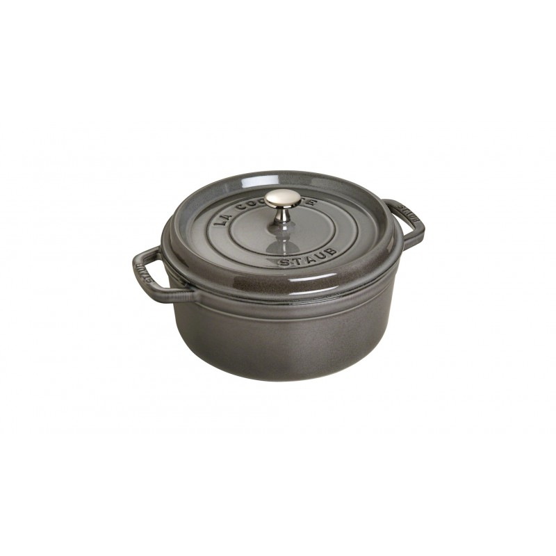 Staub Кокот круглый 24 см, серый графит | https://grandposuda.com.ua