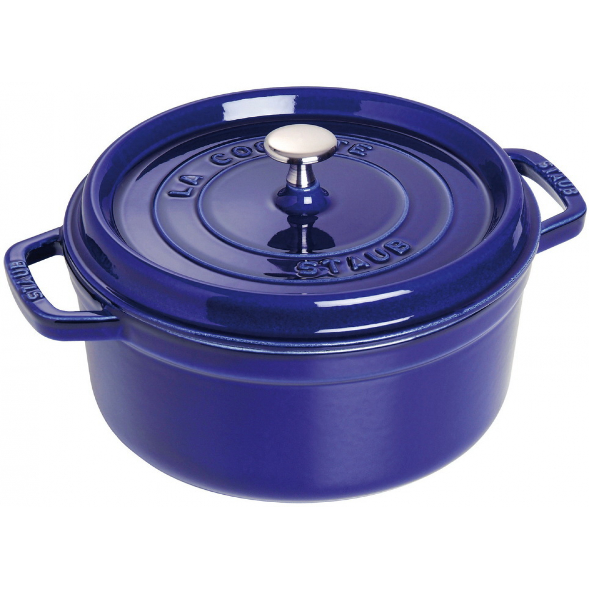 Staub Кокот круглый 24 см, темно-синий | https://grandposuda.com.ua