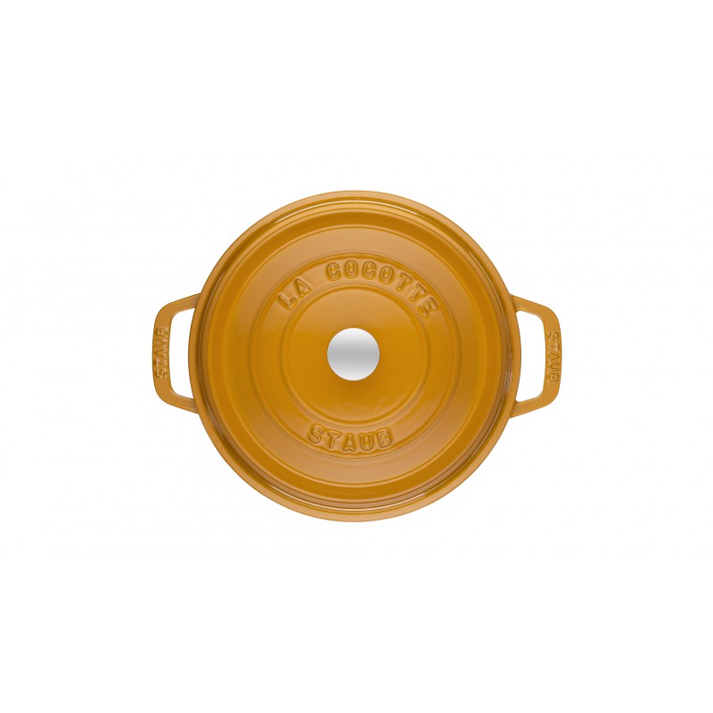 Staub Кокот круглий 26 см, гірчиця | https://grandposuda.com.ua