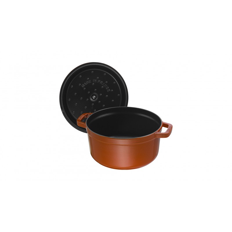Staub Кокот круглый 26 см, корица | https://grandposuda.com.ua