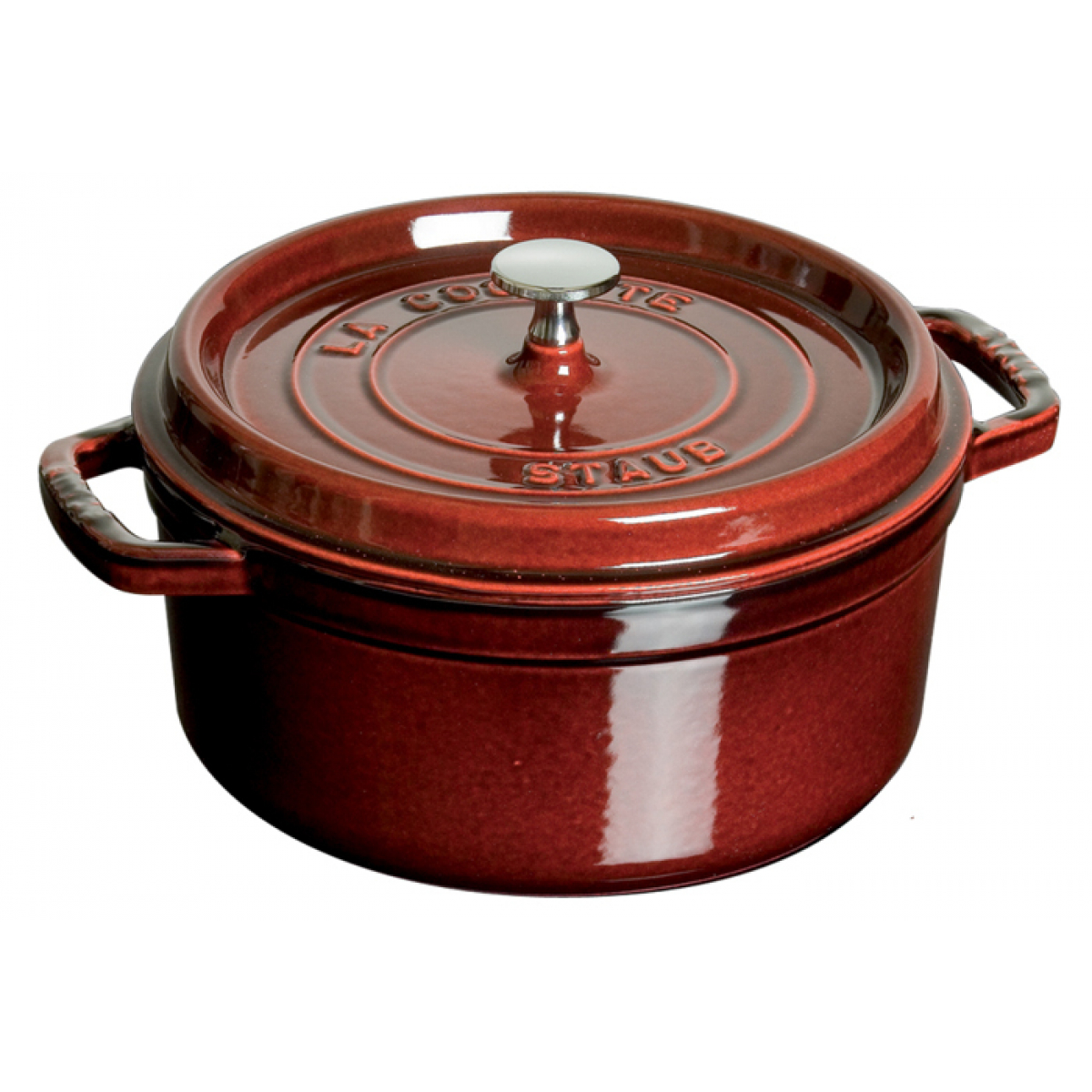 Staub Кокот круглый 26 см, гранатовый | https://grandposuda.com.ua