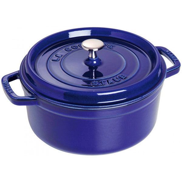 Staub Кокот круглий 26 см, темно-синій | https://grandposuda.com.ua