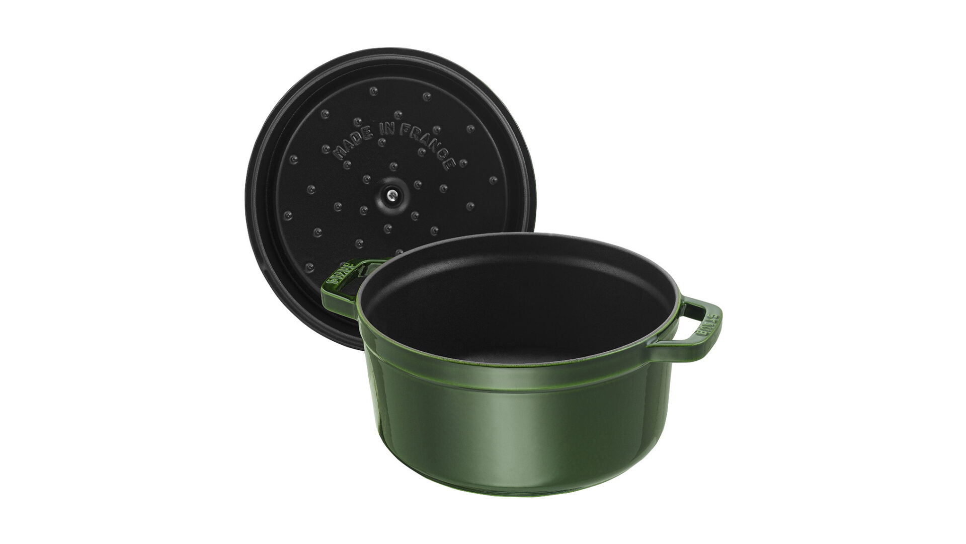 Staub Кокот круглий 28 см, зелений базилік | https://grandposuda.com.ua