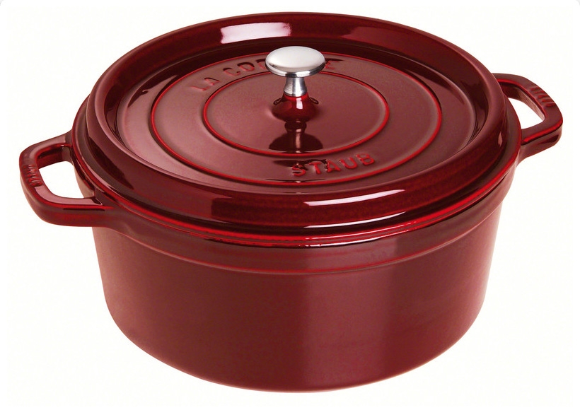 Staub Кокот круглий 28 см, гранатовий | https://grandposuda.com.ua