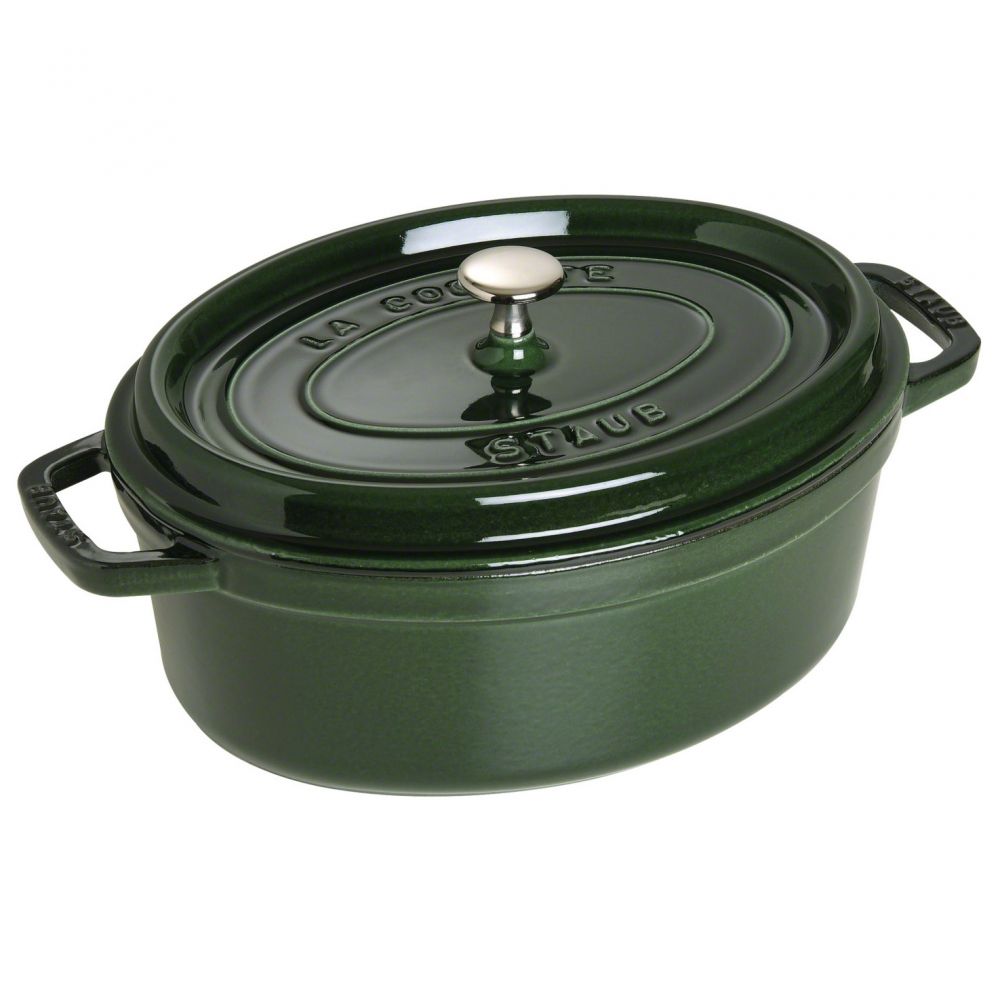 Staub Кокот овальный 29 см, зеленый базилик | https://grandposuda.com.ua