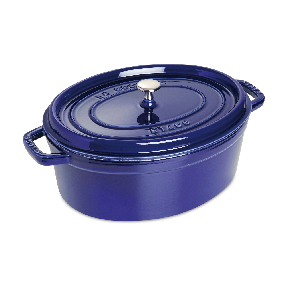 Staub Кокот овальний 33 см, темно-синій | https://grandposuda.com.ua