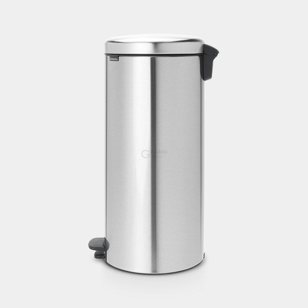 Brabantia Мусорный бак с педалью 30 л бесшумный матовая сталь с защитой от отпечатков пальцев NewIcon | https://grandposuda.com.ua