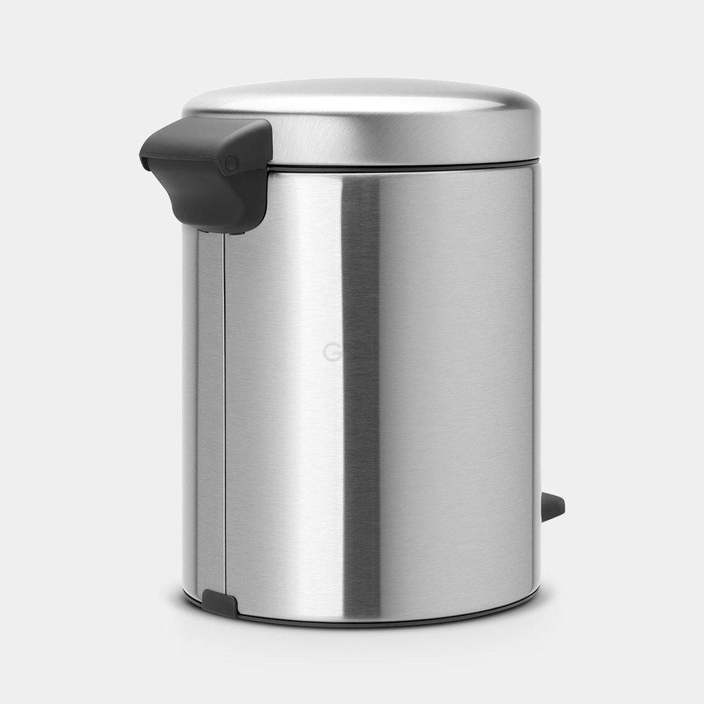Brabantia Мусорный бак с педалью 5 л бесшумный стальной матовый с защитой от отпечатков пальцев NewIcon | https://grandposuda.com.ua